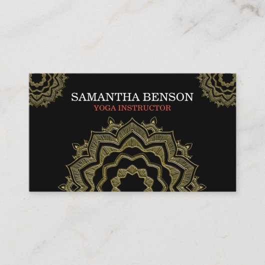 Carte De Visite Élégant luxueux Mandala Lotus Logo Yoga Instructeu (Devant)