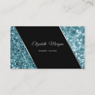 Carte De Visite Élégant Luxueux Style Bleu Bokeh Paillettes