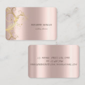 Carte De Visite Elégant Luxury Gold Swirls Rose Gold (Devant / Derrière)