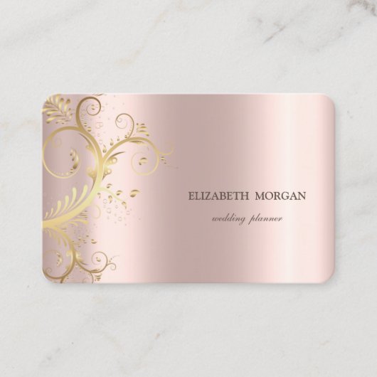 Carte De Visite Elégant Luxury Gold Swirls Rose Gold (Devant)