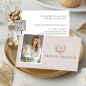 Carte De Visite Elegant Luxury Home Baker Floral Crest Monogram