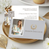 Carte De Visite Elegant Luxury Home Baker Floral Crest Monogram