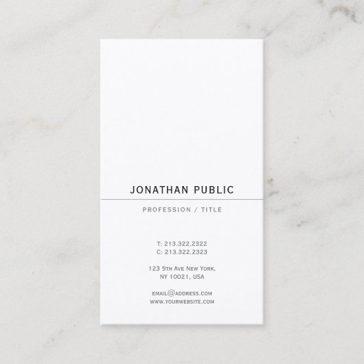 Carte De Visite Elegant Luxury Signature UV Gloss Paper Vertical (Devant)