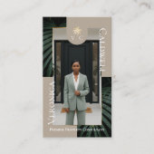 Carte De Visite Elegant Luxury Tropical Palm Tree Monogram Photo (Devant)