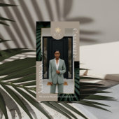 Carte De Visite Elegant Luxury Tropical Palm Tree Monogram Photo