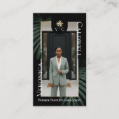 Carte De Visite Elegant Luxury Tropical Palm Tree Monogram Photo (Devant)