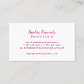 Carte De Visite Élégant Magenta Pink Script Professional Monogramm (Dos)
