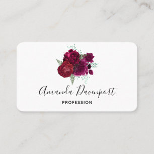 Carte De Visite Elegant Magenta Rose Floral Bouquet