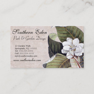 Carte De Visite Elégant Magnolia avec Vintage Textures Arrière - p
