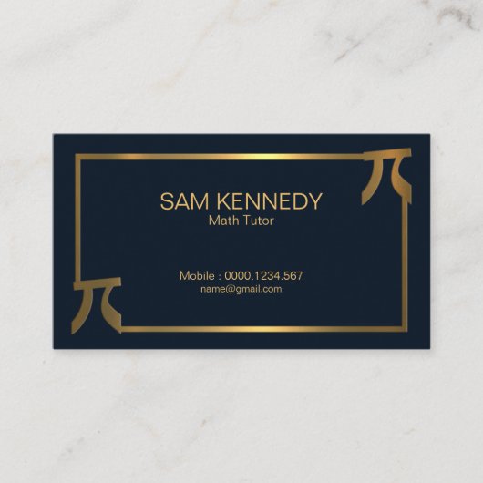 Carte De Visite Élégant Maillon de bordures Gold Pi (Devant)