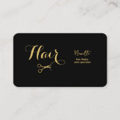 Carte De Visite Elégant maître coiffeur noir et or (Devant)