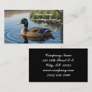 Carte De Visite Elégant Mallard Graceful Sur Paisible Country Pond