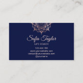 Carte De Visite élégant mandala d'or rose avec parties scintillant (Dos)