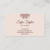 Carte De Visite élégant mandala d'or rose avec parties scintillant (Dos)