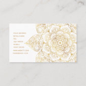 Carte De Visite Élégant Mandala Floral Or Blanc (Dos)