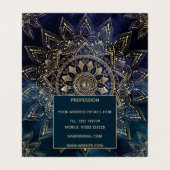Carte De Visite Elégant Mandala Gold Blue Galaxy (Intérieur déplié)