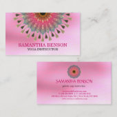 Carte De Visite Élégant Mandala Lotus Logo Yoga Instructeur (Devant / Derrière)