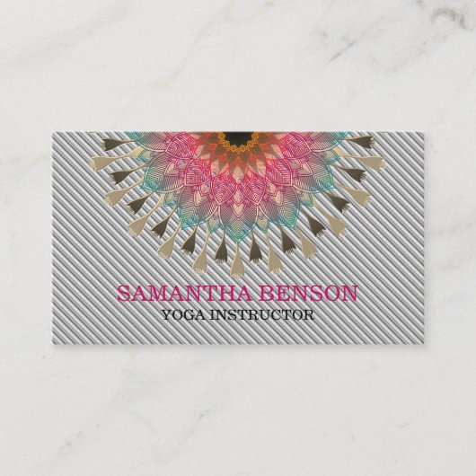 Carte De Visite Élégant Mandala Lotus Logo Yoga Instructeur (Devant)