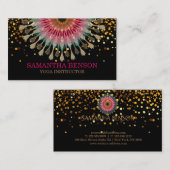 Carte De Visite Élégant Mandala Lotus Logo Yoga Instructeur (Devant / Derrière)