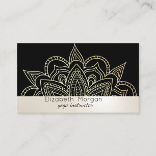 Carte De Visite Élégant Mandala Noir Professionnel Professeur de Y