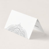 Carte De Visite Élégant Mandala Ornate Gris Argent (Dos)