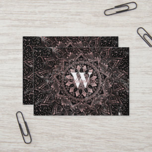 Carte De Visite Elégant mandala rose d'or et oeuvres d'art en mar