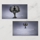 Carte De Visite Élégant Mandala Yoga Pose Arbre Logo Art (Devant / Derrière)