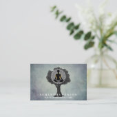 Carte De Visite Élégant Mandala Yoga Pose Arbre Logo Art (Debout devant)