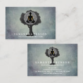 Carte De Visite Élégant Mandala Yoga Pose Arbre Logo Art (Devant / Derrière)