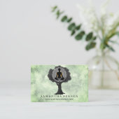 Carte De Visite Élégant Mandala Yoga Pose Arbre Logo Art (Debout devant)