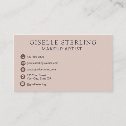 Carte De Visite Élégant maquillage Artiste Blush Pink Script (Dos)