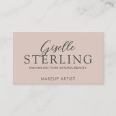 Carte De Visite Élégant maquillage Artiste Blush Pink Script (Devant)