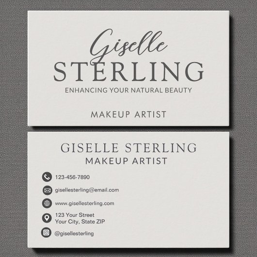 Carte De Visite Elégant maquillage Artiste Luxe Script moderne