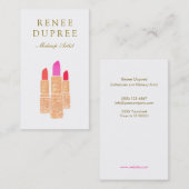 Carte De Visite Élégant maquillage Artiste Rose Gold Lipsticks (Devant / Derrière)