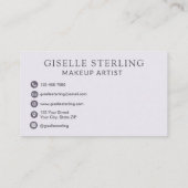 Carte De Visite Élégant maquillage Artiste violet Lilac Script (Dos)