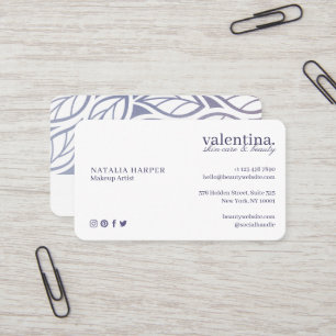 Carte De Visite Élégant maquillage de beauté Motif en feuilles de 