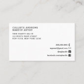 Carte De Visite Élégant maquillage de cheveux de script monochrome (Dos)