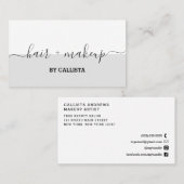 Carte De Visite Élégant maquillage de cheveux de script monochrome (Devant / Derrière)