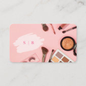 Carte De Visite Élégant maquillage rose initiales photo code qr lo (Devant)