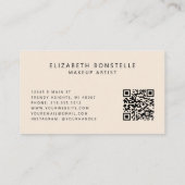 Carte De Visite Elégant maquilleur QR Code Beige neutre (Dos)
