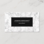 Carte De Visite Elegant Marble Black and White Event Planner (Devant)