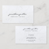 Carte De Visite Elegant Marble Simple Template Script Profile (Devant / Derrière)
