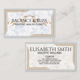 Carte De Visite Élégant Marble Wellness Coaching Professionnel