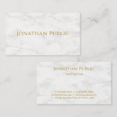 Carte De Visite Elégant Marbre blanc de texte or Modèle moderne (Devant / Derrière)