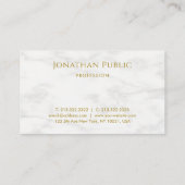 Carte De Visite Elégant Marbre blanc de texte or Modèle moderne (Dos)