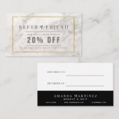 Carte De Visite Elégant Marbre blanc Gold Frame Salon Orientation (Devant / Derrière)