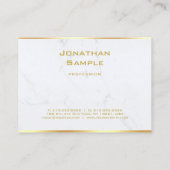 Carte De Visite Élégant Marbre blanc Gold Modèle texte moderne (Dos)