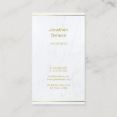 Carte De Visite Élégant Marbre blanc Gold Script Luxueux Plain (Dos)