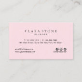 Carte De Visite Élégant marbre blanc moderne pastel rose & argent (Dos)