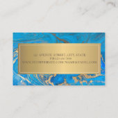 Carte De Visite Élégant Marbre bleu moderne Or (Dos)